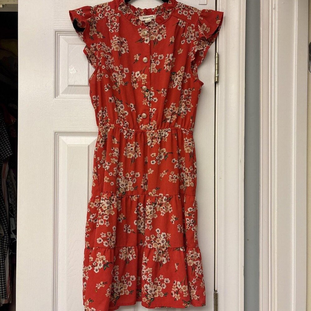 Monteau Red Floral Midi Dress